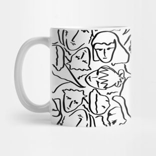 Call Me By Your Name Elios Shirt Faces in Black Outlines on White CMBYN Mug